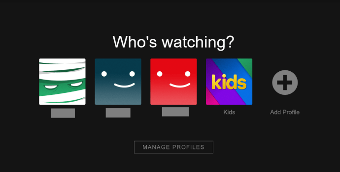 Page de sélection de profil Netflix