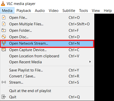 Menu multimédia de VLC