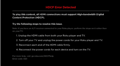 erreur roku HDCP