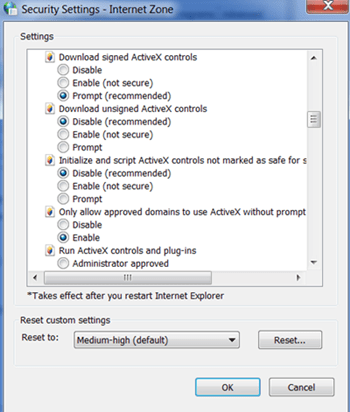ActiveX 활성화 구성