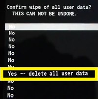 effacer toutes les données de l'utilisateur