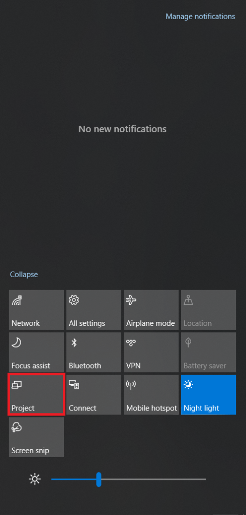 Windows 10 프로젝트 버튼