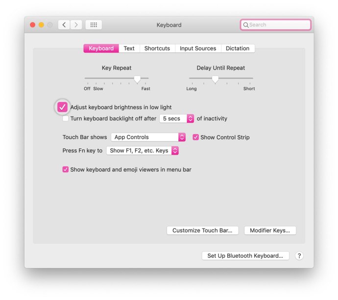 Automatische Helligkeit der Mac-Tastatur