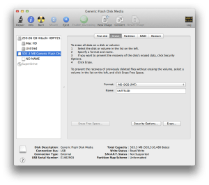 Mit dem Festplatten-Dienstprogramm von OS X können Sie Flash-Medien in einem Format Ihrer Wahl formatieren