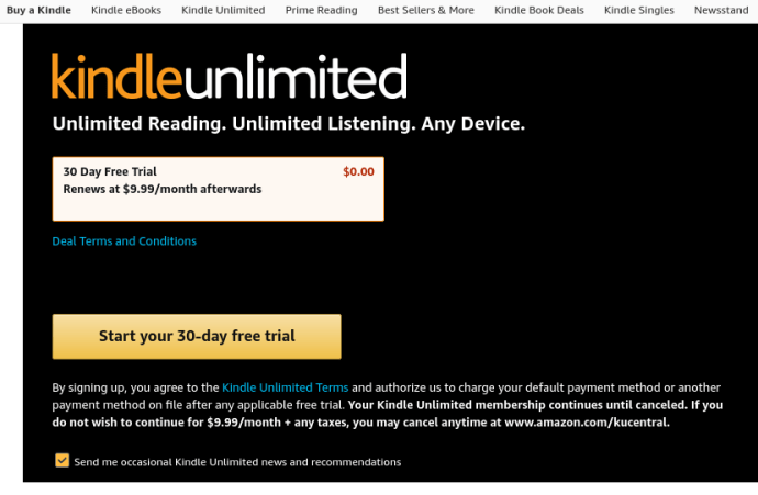 Înregistrare gratuită pentru Amazon Kindle Unlimited